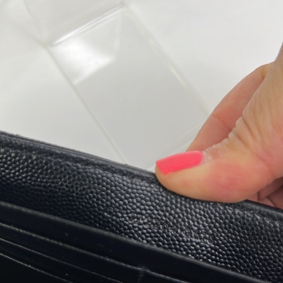 YVES SAINT LAURENT YSL MONOGRAM CHEVRON  BLACK GOLD  CONTINENTAL FLAP WALLET - Picture 10 of 16